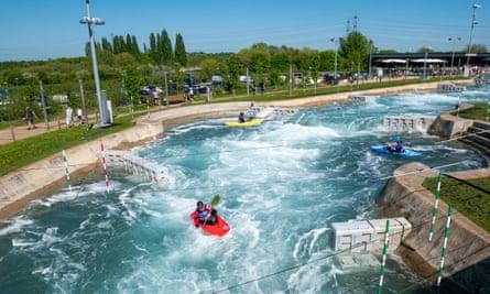 White water rafting at the Lee Valley White Water Centre, London, UK
